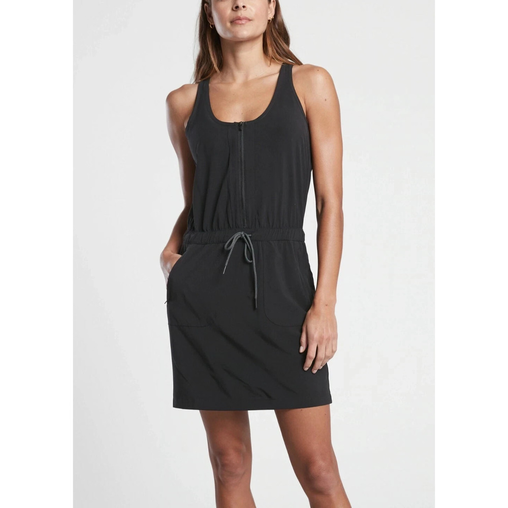 Athleta Expedition Skort Dress SZ 2 Black Half Zip Pockets Golf Tennis Casual